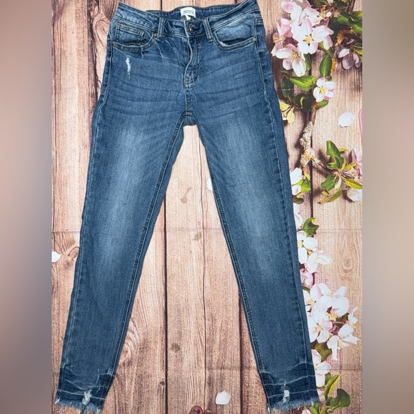 Special A Denim - Special A Jeans Sz 3 Blue Denim Distressed Hem Skinny Ankle